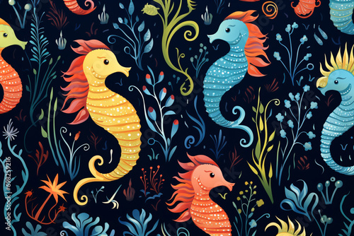 Seahorse pattern background illustration