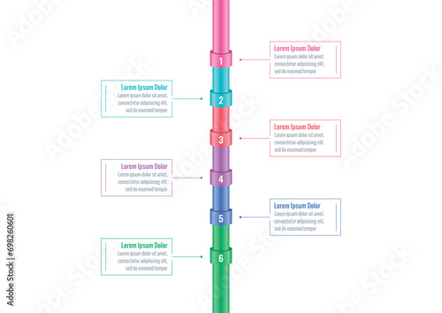 pipe infographic template. six options infographic template. internet, magazine, business, annual report information template. infographic for the world of science, education