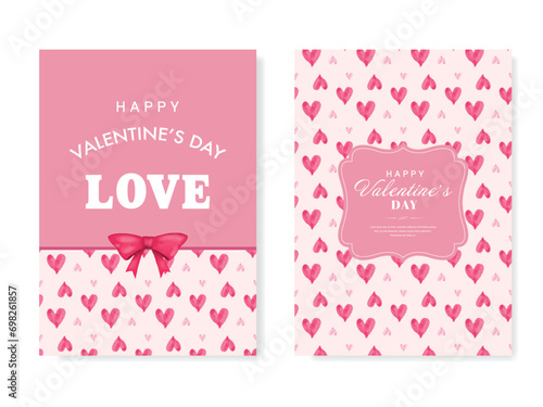 Set of Valentine's Day poster, greeting card, cover, label, sale promotion templates, pattern background in modern trendy watercolor painting style