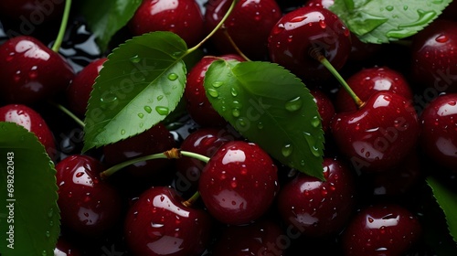 Juicy Red Cherries Close-up