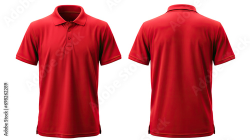 Front and back red polo shirt mockup, cut out