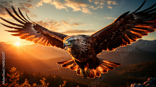 big flying eagle under a blue sky © PSCREATIVE