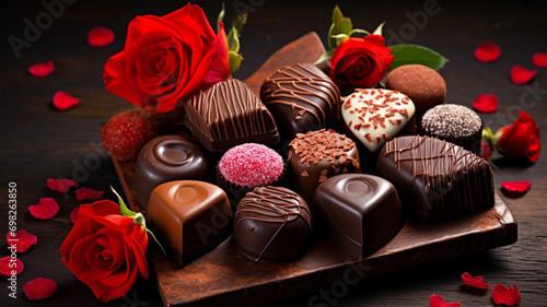 Chocolate desserts for Valentine's Day. Delicious, sweet and fragrant.