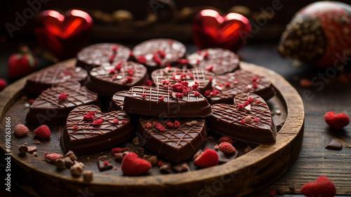 Chocolate desserts for Valentine's Day. Delicious, sweet and fragrant.