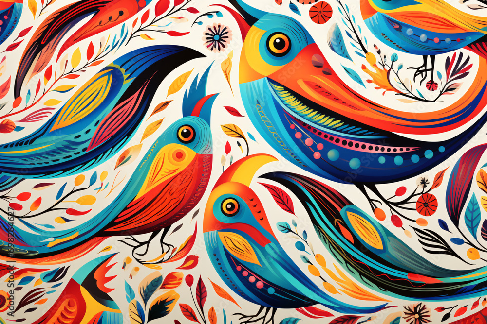 Cute birds pattern background, illustration for print or web design Cute birds pattern background, illustration for print or web design