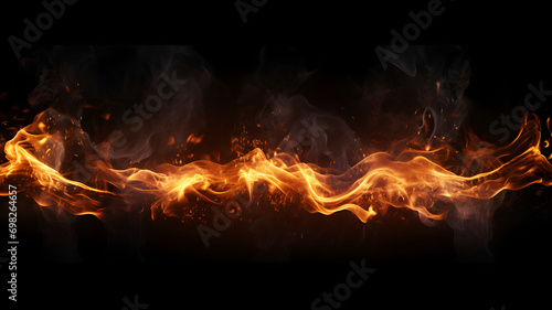 Abstract flame flowing line on black background
