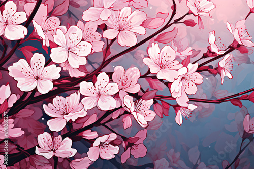 Cherry blossom sakura tree background illustration