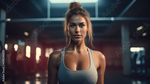 Fit and Healthy: Woman Working Out in Fitness Center © M.Gierczyk