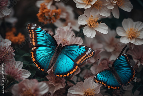 Butterfly on beautiful flowers 