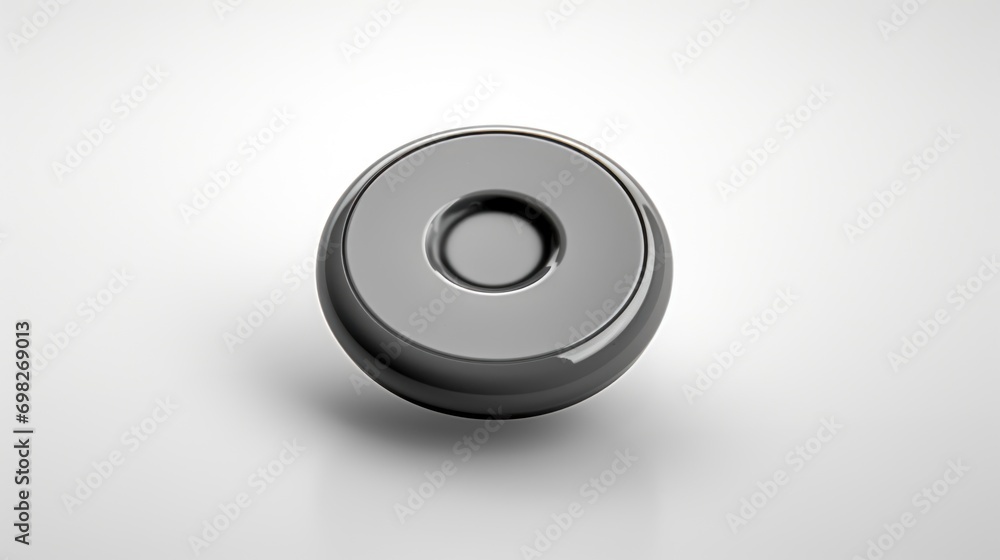 a metal object on a white surface with a black circle at the center of the object and a black circle at the bottom of the object. a metal object on a white surface with a black circle at the center of the object and a black circle at the bottom of the object.