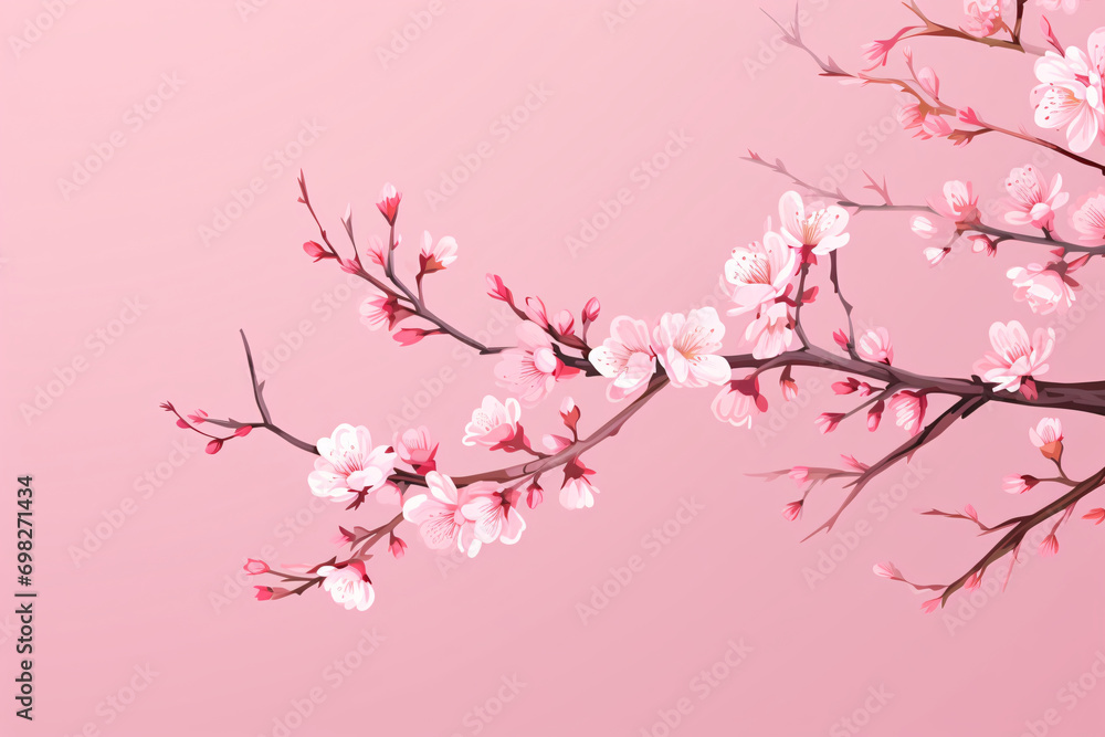 Cherry blossom on a pink background