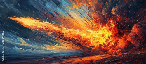 Canvas-taulu Fiery projectile in the sky