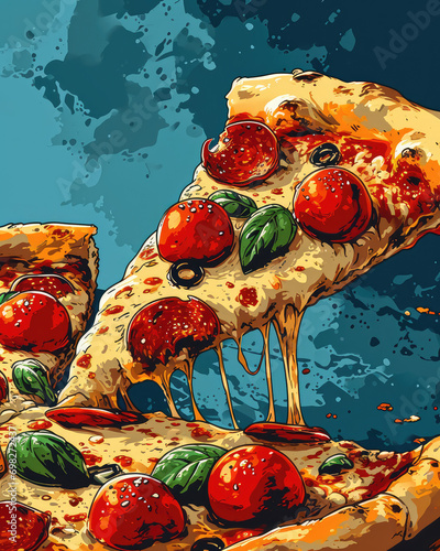 delicious pizza illustration