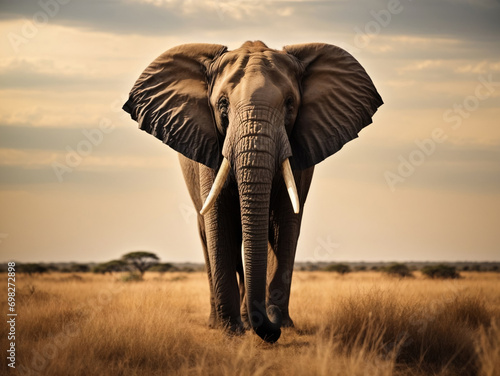 elephant at sunset