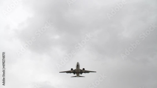 San Diego Airplane Landing Overhead Static Cloudy