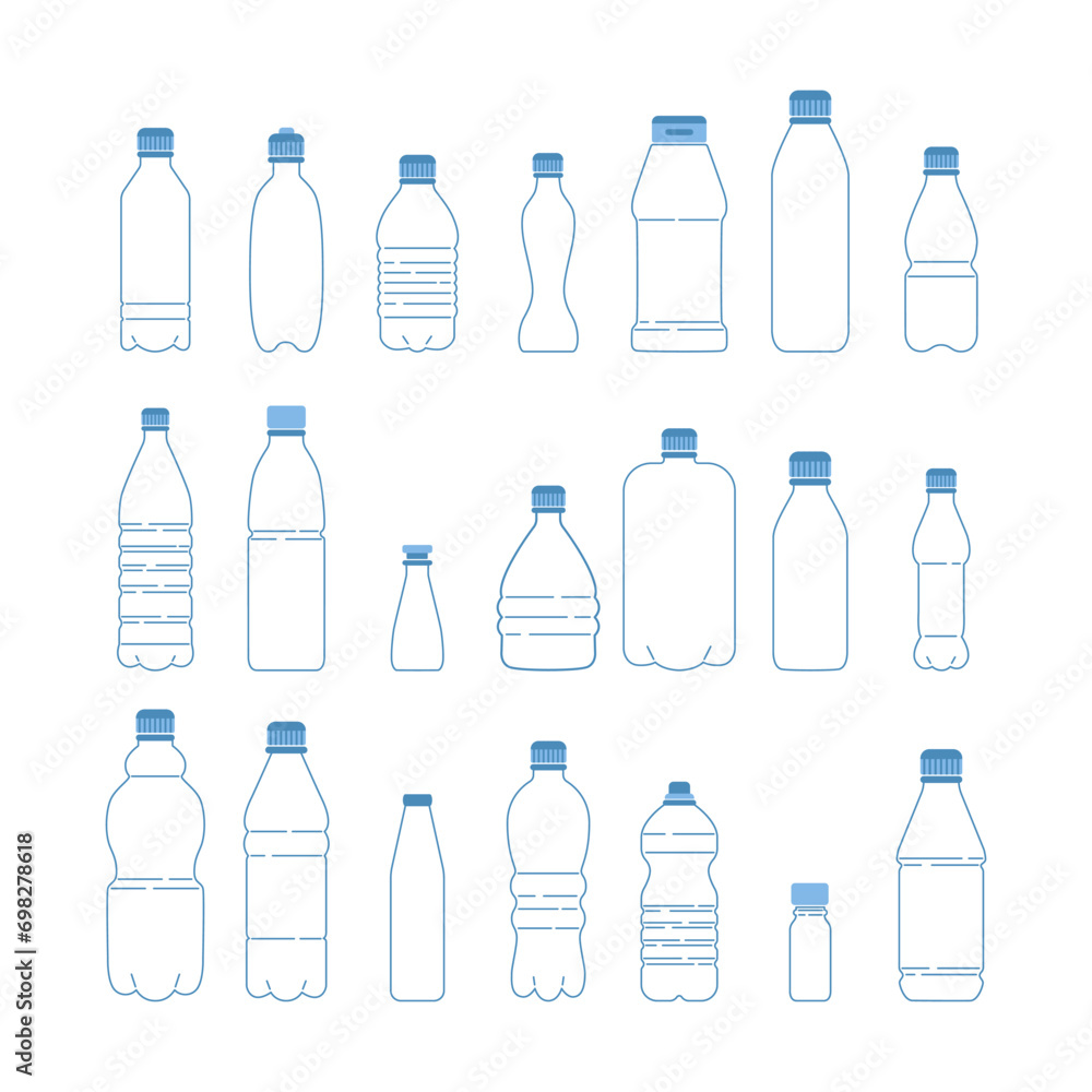 Set of outline plastic bottles Set of outline plastic bottles