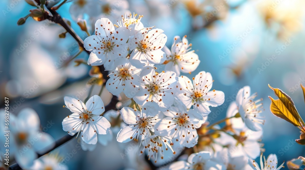 Beautiful cherry blossom in spring time. Sakura flowers background.