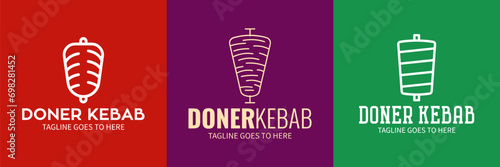 Shawarma logo for restaurants and markets. Doner kebab logo template. Premium Quality Emblems, Logo Template. Vector Illustration.