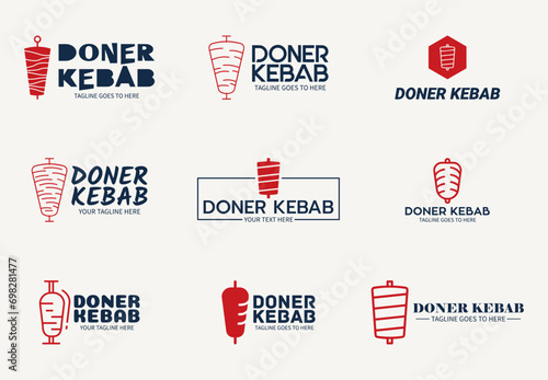 Shawarma logo for restaurants and markets. Doner kebab logo template. Premium Quality Emblems, Logo Template. Vector Illustration.