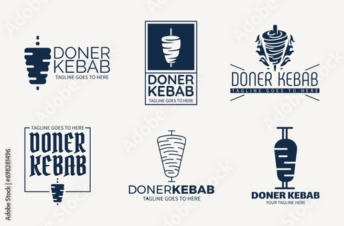 Shawarma logo for restaurants and markets. Doner kebab logo template. Premium Quality Emblems, Logo Template. Vector Illustration. photo