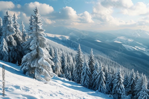 Snow-Covered Mountain with Trees © FryArt Studio