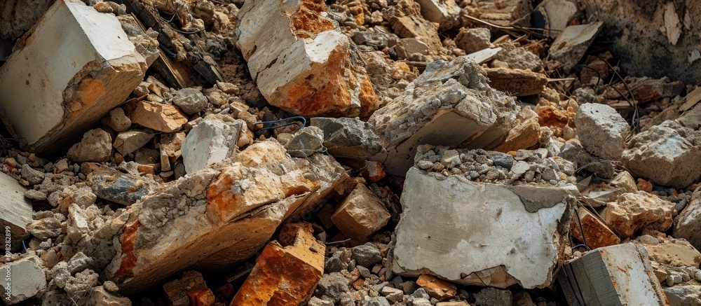 Big chunks of demolished building waste. Big chunks of demolished building waste.