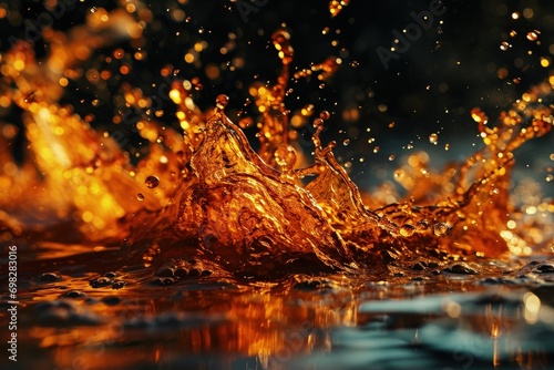 Close-Up of Water with Vibrant Orange Bubbles