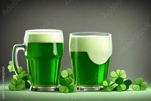Pint glass with green beer for St. Patrick's Day isolated cutout on transparent