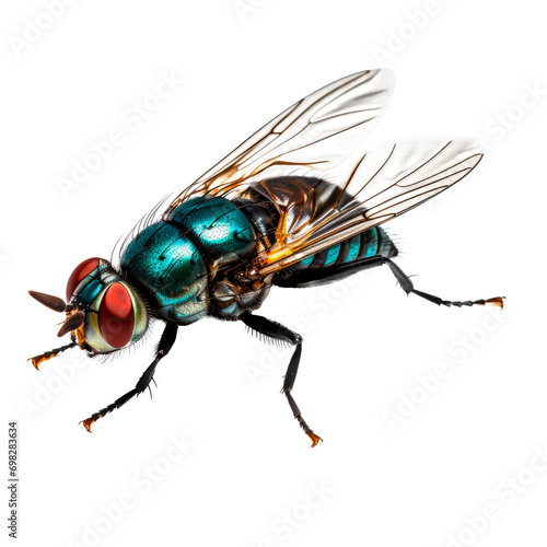 Macro image of a fly isolated on transparent background. AI generated. PNG