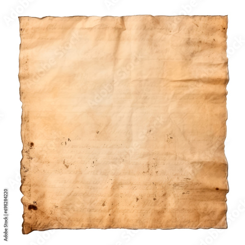 Old paper isolated on transparent background. AI generated. PNG