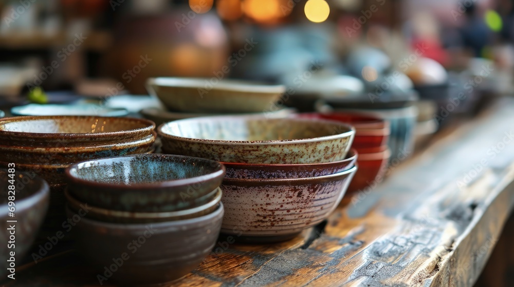 A Collection of Colorful Bowls on a Table
