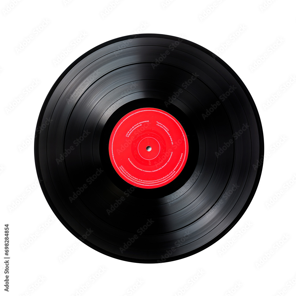 Vinyl record isolated on transparent background. AI generated. PNG