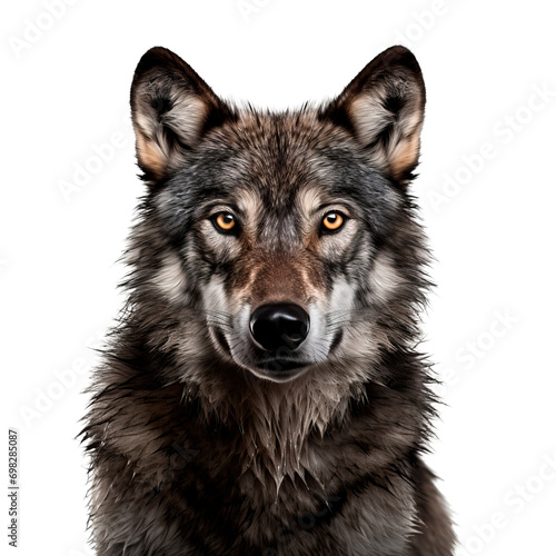 Wolf isolated on transparent background. AI generated. PNG