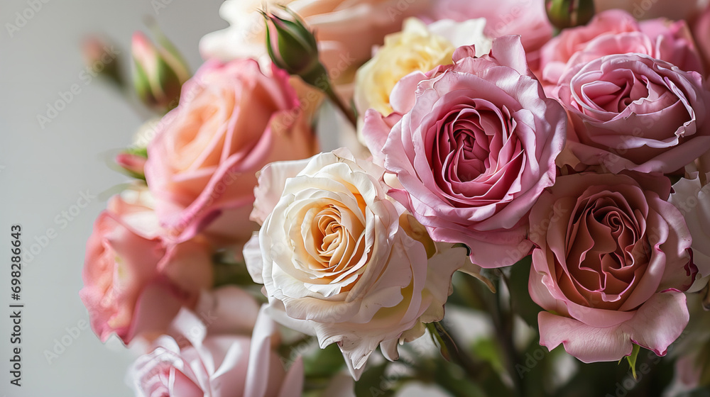 A vibrant display of carefully arranged garden roses and artificial flowers in a stunning bouquet, showcasing the artistry of floristry and the beauty of nature A vibrant display of carefully arranged garden roses and artificial flowers in a stunning bouquet, showcasing the artistry of floristry and the beauty of nature