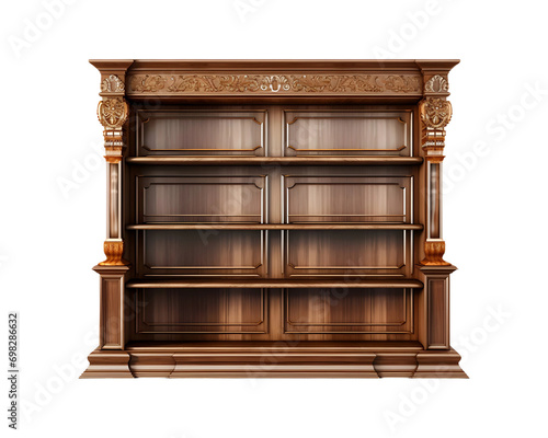 Empty Bookshelf (Front view) (PNG Cutout) isolated on transparent background