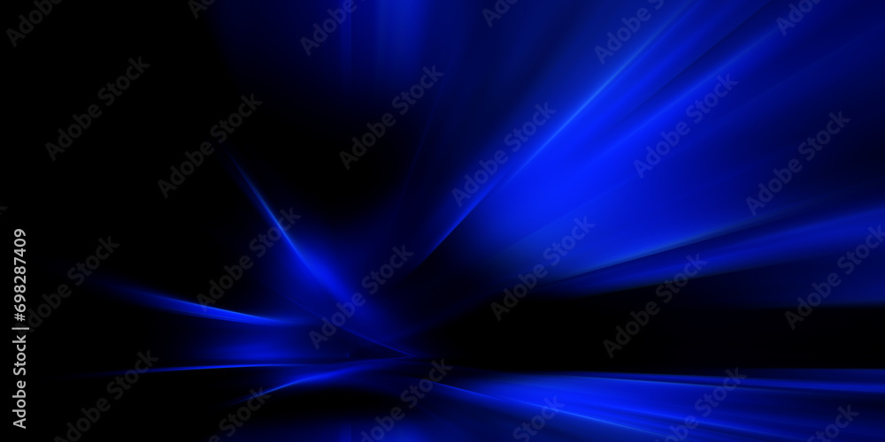 Fototapeta premium Modern abstract blue high-speed light effect. Technology futuristic dynamic motion. Movement pattern for banner, poster, template design
