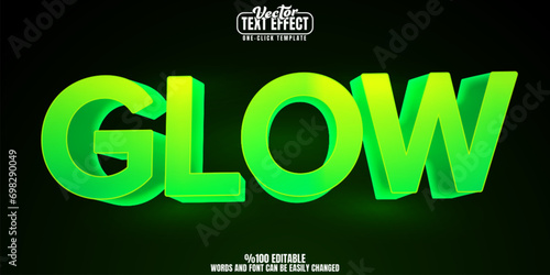 Glow editable text effect, customizable neon and shiny 3D font style