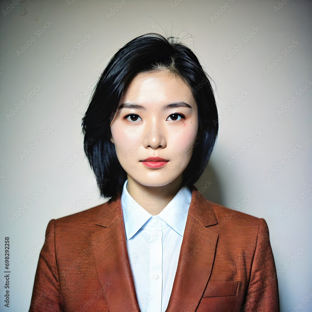 front-facing portrait of an East Asian woman with short black hair, smiling at the camera. She is wearing a blazer over a button-up shirt. Her makeup is natural and her demeanor is both professional front-facing portrait of an East Asian woman with short black hair, smiling at the camera. She is wearing a blazer over a button-up shirt. Her makeup is natural and her demeanor is both professional