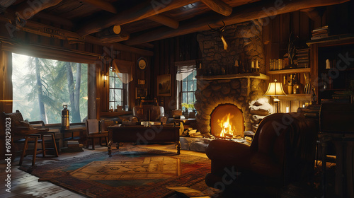 cozy cabin & fire place © kevin