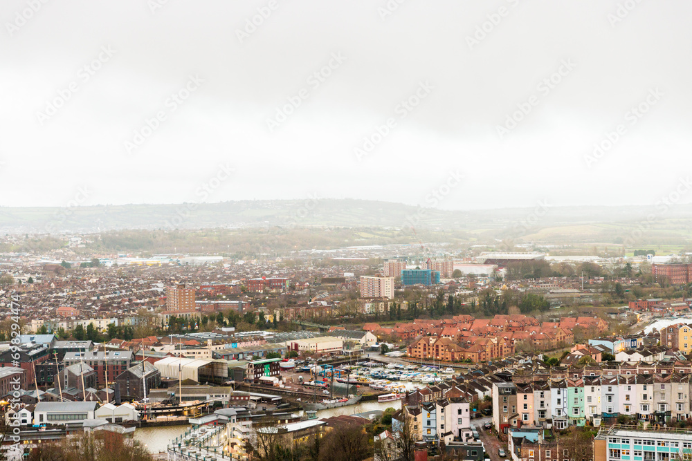 Downtown of Bristol, view from the Top Cabot Tower, England