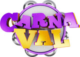 logotipo 3d carnaval brasil festas, promocao de carnaval, folia rio de janeiro, pandeiro