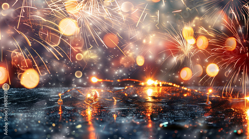 New Year celebration fireworks stylized background