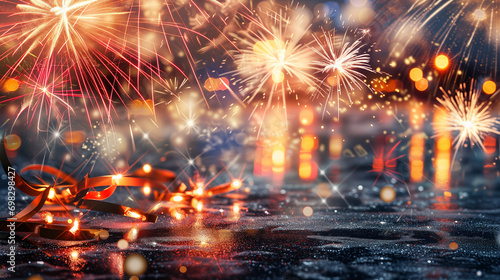 New Year celebration fireworks stylized background