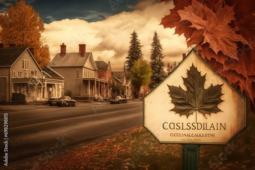 Photo of Coldstream, a town in British Columbia, Canada, featuring the Canadian maple leaf. Generative AI photo