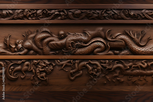 Wooden baroque snake orname...