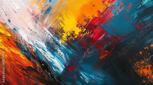 An abstract artwork with bold  bright strokes of color  creating an energetic and dynamic composition that is visually striking.