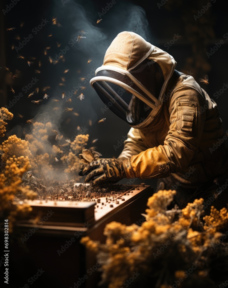 Beekeeper's work on bees Beekeeper's work on bees