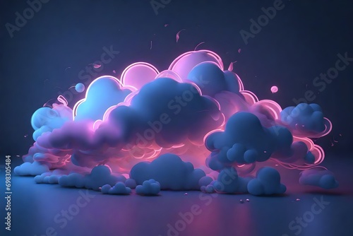 3d render, abstract cloud illuminated with neon light photo
