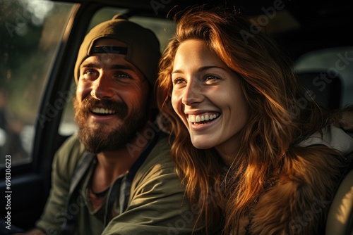 Portrait of a man and a woman in a car © LifeMedia