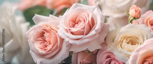Soft Blossoms: A Closeup of Fresh Pink Roses, Adding a Touch of Romance to Your Special Events - Pink Roses Close-Up